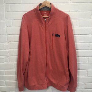 L.L. Bean Traditional Fit Full Zip Men's Pink Logo Sweater XXL